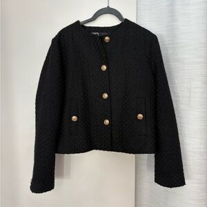 Elegant Black Textured Women's Jacket